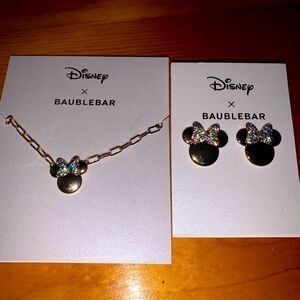 Disney Baublebar Minnie Mouse necklace and earrings set